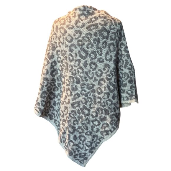 Nardi & Tagliaferri Leopard Print Poncho One Size Acrylic Mohair Wool Blend Made - Picture 7 of 7